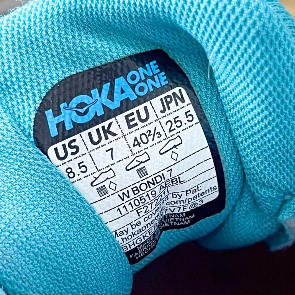 Hoka One One Bondi 7 Aquarelle Eggshell Blue Road-Running Sneakers Size 8.5 - Picture 7 of 8